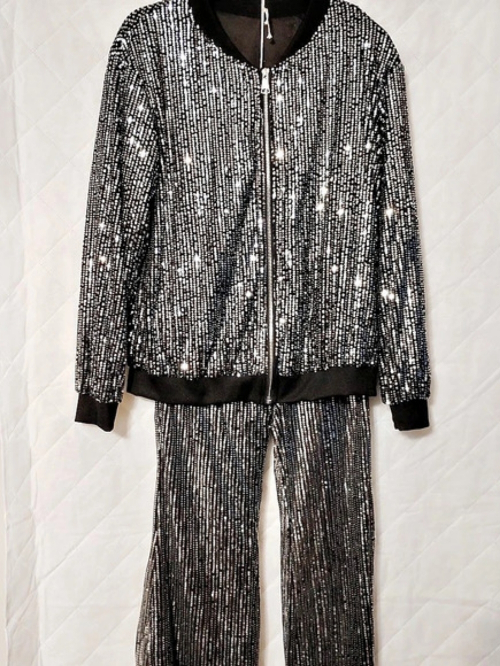 Sequin Two-Piece Set in Black & Silver NWT